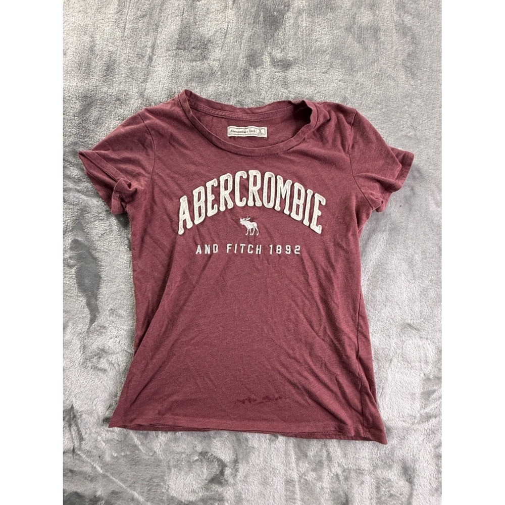 Abercrombie &‎ Fitch 1892 Heritage T-Shirt Women's S Maroon Cotton Blend Used
